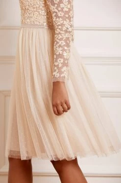 Needle & Thread Holding LTD Amalie Bodice Long Sleeve V-Neck Midi Dress All - Womenswear