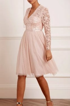 Needle & Thread Holding LTD Amalie Bodice Long Sleeve V-Neck Midi Dress All - Womenswear 10 Needle & Thread Holding LTD Amalie Bodice Long Sleeve V-Neck Midi Dress All - Womenswear