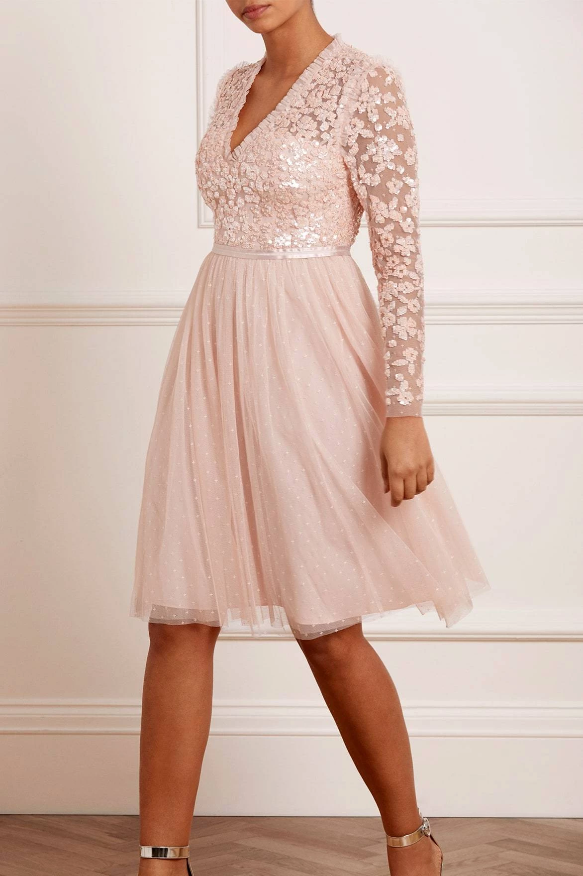 Needle & Thread Holding LTD Amalie Bodice Long Sleeve V-Neck Midi Dress All - Womenswear 3 Needle & Thread Holding LTD Amalie Bodice Long Sleeve V-Neck Midi Dress All - Womenswear