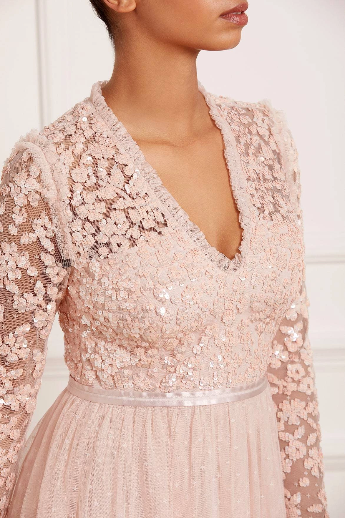 Needle & Thread Holding LTD Amalie Bodice Long Sleeve V-Neck Midi Dress All - Womenswear 7 Needle & Thread Holding LTD Amalie Bodice Long Sleeve V-Neck Midi Dress All - Womenswear