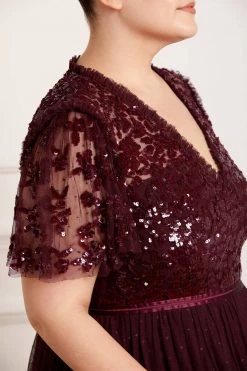 Needle & Thread Holding LTD Amalie Bodice Short Sleeve V-Neck Ankle Gown