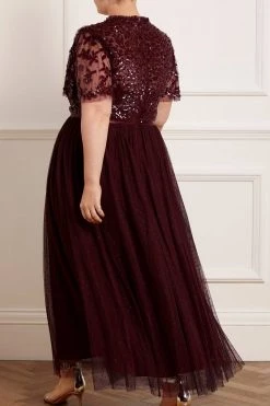 Needle & Thread Holding LTD Amalie Bodice Short Sleeve V-Neck Ankle Gown