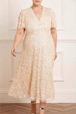 Needle & Thread Holding LTD Amalie Sequin V-Neck Ballerina Dress