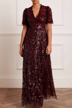 Needle & Thread Holding LTD Amalie Sequin V-Neck Gown