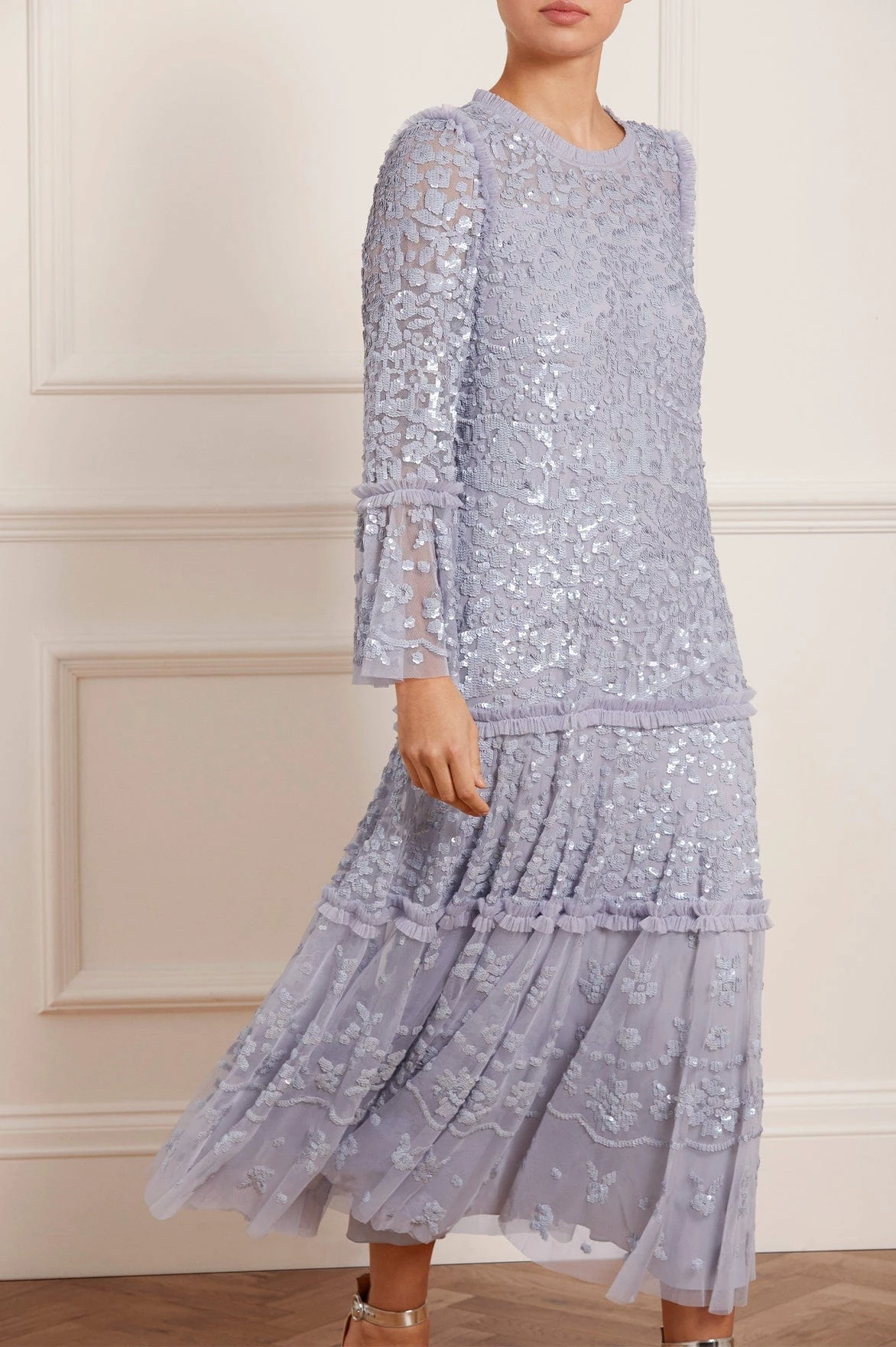 Needle & Thread Holding LTD Annie Sequin Tiered Ankle Gown