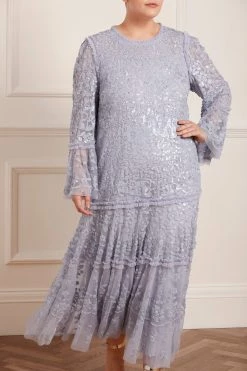 Needle & Thread Holding LTD Annie Sequin Tiered Ankle Gown