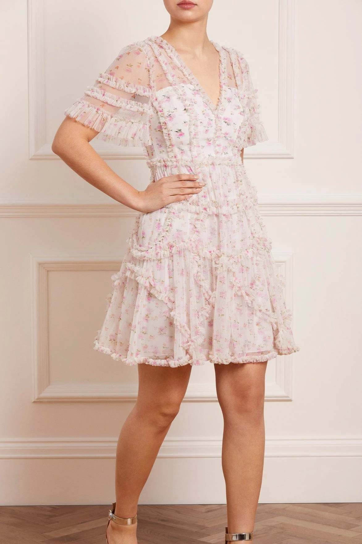 Needle & Thread Holding LTD All - Womenswear Bijou Rose Ruffle Mini Dress 3 Needle & Thread Holding LTD All - Womenswear Bijou Rose Ruffle Mini Dress