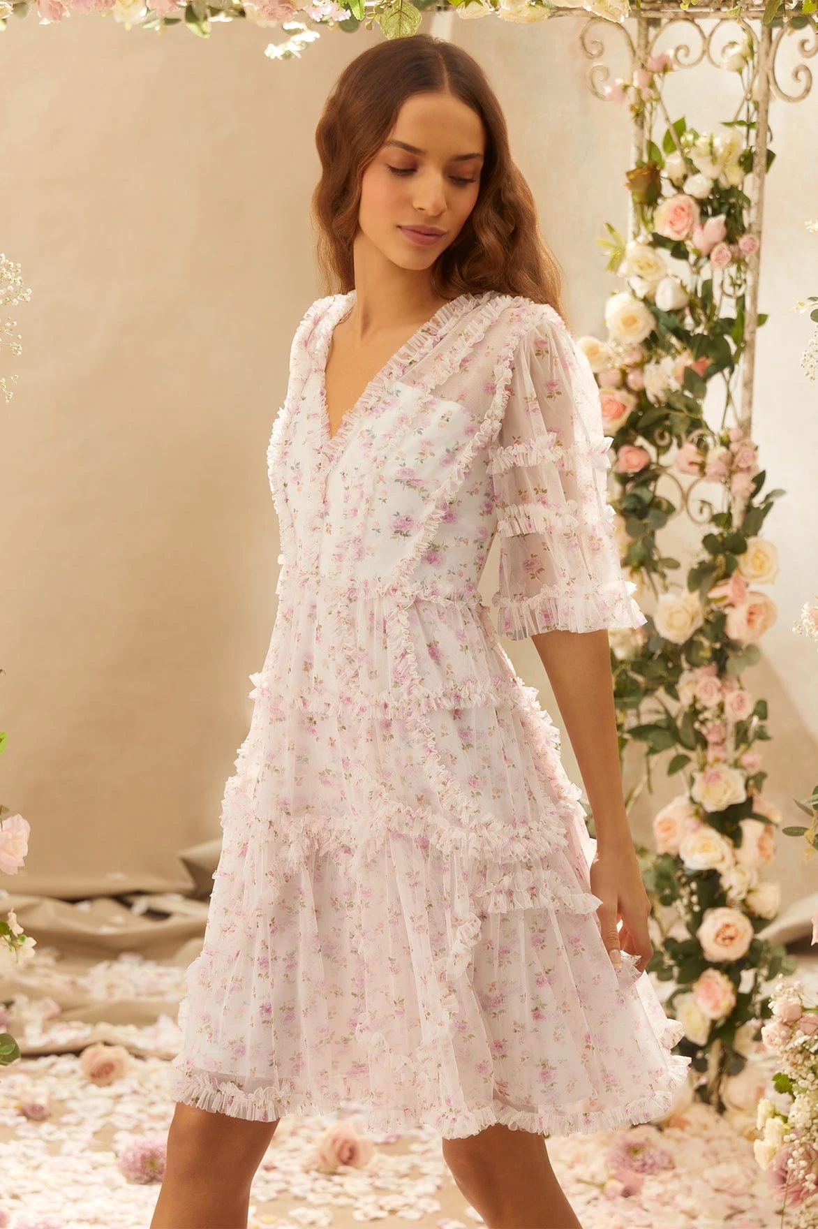 Needle & Thread Holding LTD All - Womenswear Bijou Rose Ruffle Mini Dress 9 Needle & Thread Holding LTD All - Womenswear Bijou Rose Ruffle Mini Dress