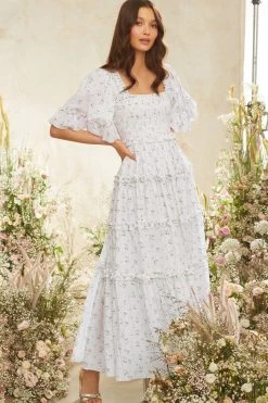 Needle & Thread Holding LTD Bijou Rose Smocked Day Ankle Gown