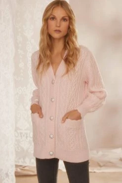 Needle & Thread Holding LTD All - Womenswear Cable Jewelled Button Longline Cardigan