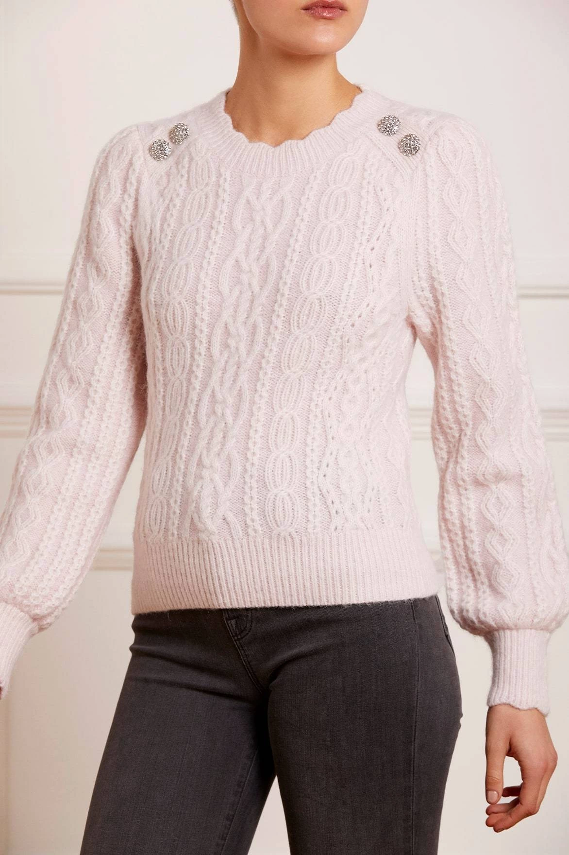 Needle & Thread Holding LTD Cable Jewelled Button Midline Jumper 3 Needle & Thread Holding LTD Cable Jewelled Button Midline Jumper