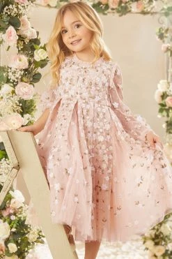 Needle & Thread Holding LTD Camellia Ditsy Long Sleeve Kids Dress All-Kids