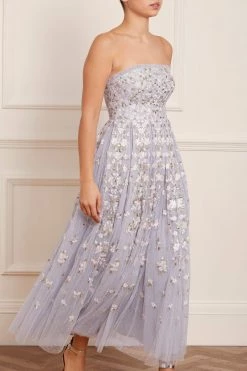 Needle & Thread Holding LTD Camellia Ditsy Strapless Corset Ankle Gown New Arrivals