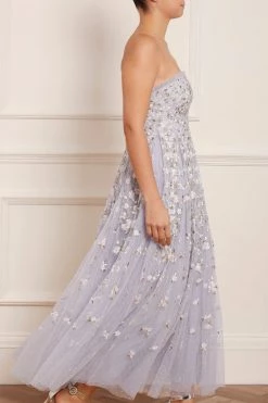 Needle & Thread Holding LTD Camellia Ditsy Strapless Corset Ankle Gown New Arrivals