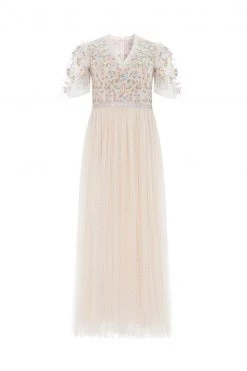 Needle & Thread Holding LTD Emma Ditsy Bodice V-Neck Ankle Gown All - Womenswear