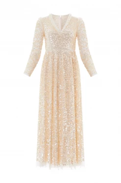 Needle & Thread Holding LTD Floral Daze Sequin V-Neck Ankle Gown