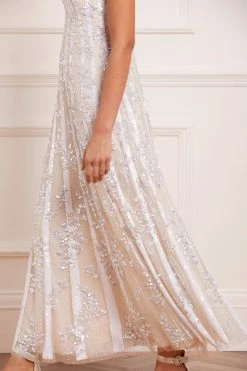 Needle & Thread Holding LTD Floral Evermore Sequin Cami Ankle Gown