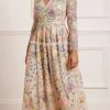 Needle & Thread Holding LTD Iris Embroidered V-Neck Ankle Gown All - Womenswear