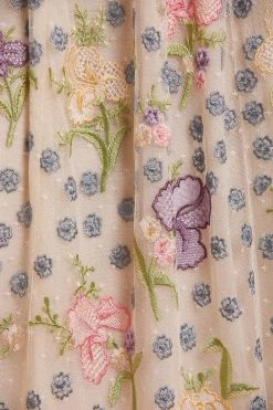 Needle & Thread Holding LTD Iris Embroidered V-Neck Ankle Gown All - Womenswear