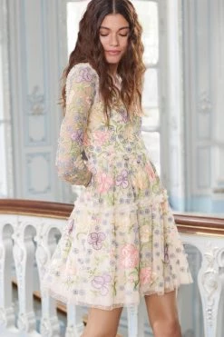 Needle & Thread Holding LTD All - Womenswear Iris Embroidered V-Neck Micro Mini Dress 17 Needle & Thread Holding LTD All - Womenswear Iris Embroidered V-Neck Micro Mini Dress