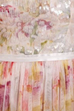 Needle & Thread Holding LTD Iris Sequin Bodice Short Sleeve Round Neck Ankle Gown All - Womenswear