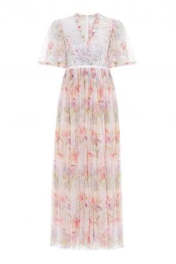 Needle & Thread Holding LTD All - Womenswear Iris Sequin Bodice Short Sleeve V-Neck Ankle Gown