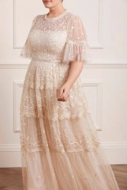 Needle & Thread Holding LTD Midsummer Lace Round Neck Gown