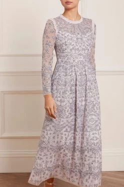 Needle & Thread Holding LTD Ribbon Lace Long Sleeve Ankle Gown New Arrivals