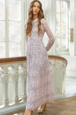 Needle & Thread Holding LTD Ribbon Lace Long Sleeve Ankle Gown New Arrivals