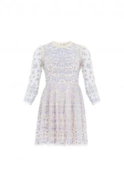 Needle & Thread Holding LTD Ribbon Lace Long Sleeve Micro Mini Dress New Arrivals