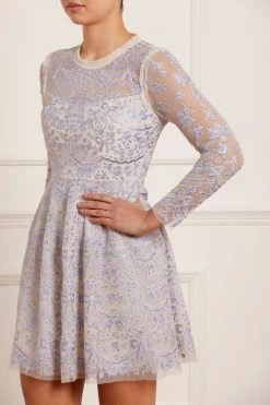 Needle & Thread Holding LTD Ribbon Lace Long Sleeve Micro Mini Dress New Arrivals