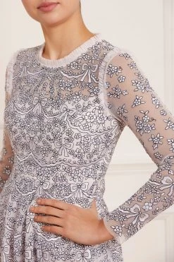 Needle & Thread Holding LTD Ribbon Lace Long Sleeve Micro Mini Dress New Arrivals