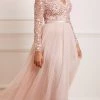Needle & Thread Holding LTD Rosie Lace Bodice Long Sleeve V-Neck Ankle Gown