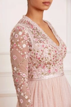 Needle & Thread Holding LTD Rosie Lace Bodice Long Sleeve V-Neck Ankle Gown 15 Needle & Thread Holding LTD Rosie Lace Bodice Long Sleeve V-Neck Ankle Gown