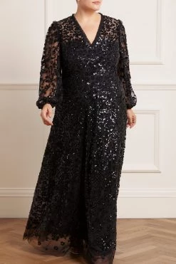 Needle & Thread Holding LTD All - Womenswear Seren Long Sleeve V-Neck Gown