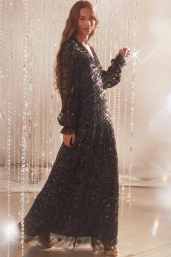 Needle & Thread Holding LTD All - Womenswear Seren Long Sleeve V-Neck Gown