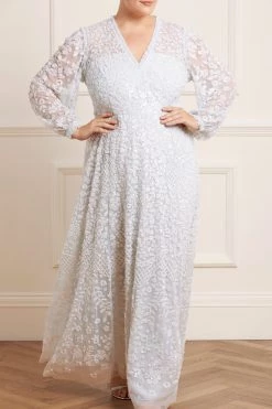 Needle & Thread Holding LTD Seren Long Sleeve V-Neck Gown All - Womenswear