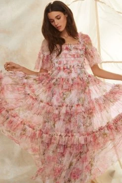 Needle & Thread Holding LTD All - Womenswear Summer Song Peaches Smocked Ankle Gown 19 Needle & Thread Holding LTD All - Womenswear Summer Song Peaches Smocked Ankle Gown