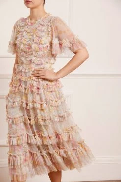 Needle & Thread Holding LTD Sunrise Bloom Ruffle Short Sleeve Ballerina Dress All - Womenswear