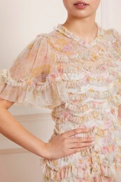 Needle & Thread Holding LTD Sunrise Bloom Ruffle Short Sleeve Ballerina Dress All - Womenswear