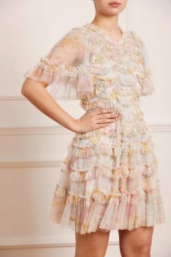 Needle & Thread Holding LTD Sunrise Bloom Ruffle Short Sleeve Mini Dress All - Womenswear