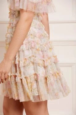 Needle & Thread Holding LTD Sunrise Bloom Ruffle Short Sleeve Mini Dress All - Womenswear
