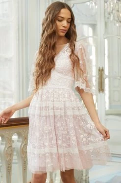 Needle & Thread Holding LTD Sweetheart Lace Mini Dress