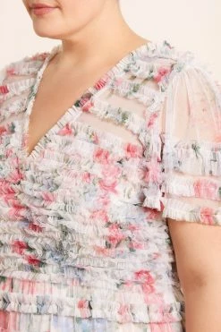 Needle & Thread Holding LTD Sweet Posy V-Neck Ruffle Gown