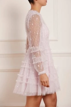 Needle & Thread Holding LTD Violet Shimmer Micro Mini Dress New Arrivals