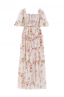 Needle & Thread Holding LTD Waltzing Blooms Cotton Smocked Ankle Gown