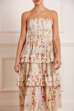 Needle & Thread Holding LTD All - Womenswear Waltzing Blooms Cotton Smocked Bandeau Ballerina Dress