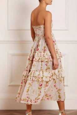 Needle & Thread Holding LTD All - Womenswear Waltzing Blooms Cotton Smocked Bandeau Ballerina Dress