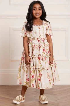 Needle & Thread Holding LTD Waltzing Blooms Cotton Smocked Kids Dress