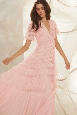 Needle & Thread Holding LTD Willow Ruffle V-Neck Gown All - Womenswear